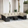 Conjunto de sofá de jardín 11 pcs Negro Poliratán