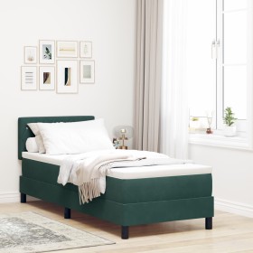 Cama Box Spring con colchón terciopelo verde