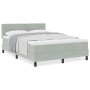 Cama Box Spring con colchón terciopelo gris claro 140x200 cm by , Beds and slatted bases - Ref: Foro24-3339110, Price: 454,04...