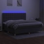 Cama box spring colchón y luces LED tela gris claro 200x200 cm