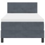 Cama Box Spring con colchón terciopelo gris oscuro 90x190 cm