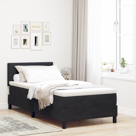 Cama Box Spring con colchón terciopelo negro 90x190 cm von , Betten und Lattenroste - Ref: Foro24-3339142, Preis: 290,10 €, R...