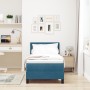 Cama Box Spring con colchón terciopelo azul oscuro 80x200 cm