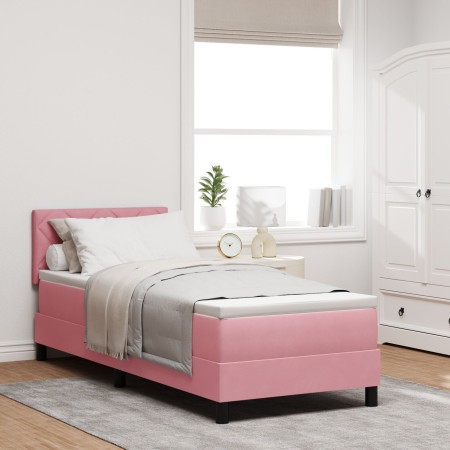 Cama Box Spring con colchón terciopelo rosa 80x200 cm by , Beds and slatted bases - Ref: Foro24-3339205, Price: 276,22 €, Dis...