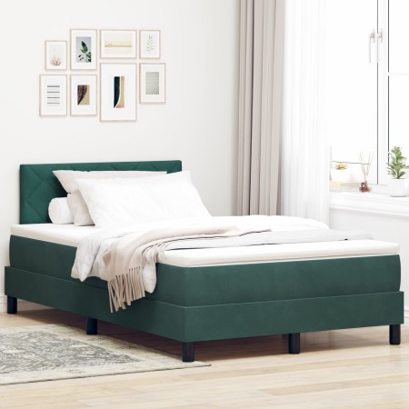 Cama Box Spring con colchón terciopelo verde oscuro 120x200 cm by , Beds and slatted bases - Ref: Foro24-3339233, Price: 373,...