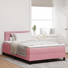 Cama Box Spring con colchón terciopelo rosa 120x200 cm de , Camas y somieres - Ref: Foro24-3339235, Precio: 388,45 €, Descuen...