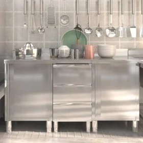 Commercial kitchen cabinets 3 units stainless steel by vidaXL, Restoration - Ref: Foro24-3083720, Price: 766,23 €, Discount: %
