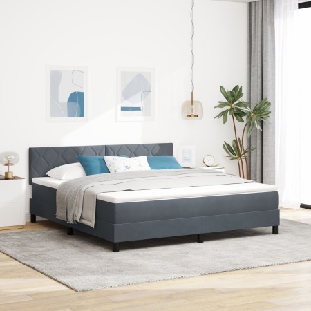 Cama Box Spring con colchón terciopelo gris oscuro 180x200 cm by , Beds and slatted bases - Ref: Foro24-3339255, Price: 531,4...