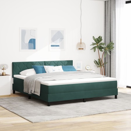 Cama Box Spring con colchón terciopelo verde oscuro 180x200 cm by , Beds and slatted bases - Ref: Foro24-3339257, Price: 546,...