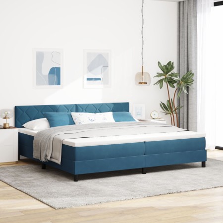 Cama Box Spring con colchón terciopelo azul oscuro 200x200 cm | Foro24.es | Tu tienda online para hogar, jardín y más Foro24.es