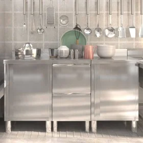 Commercial kitchen cabinets 3 units stainless steel by vidaXL, Restoration - Ref: Foro24-3083719, Price: 757,13 €, Discount: %