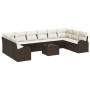 Conjunto de sofá de jardín 11 pcs Marrón Poliratán