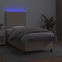 Cama box spring colchón LED cuero sintético capuchino 90x190 cm