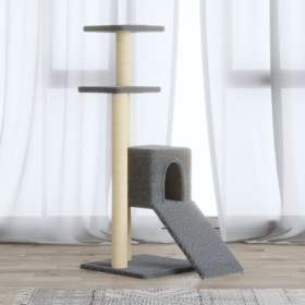 Rascador para gatos con postes de sisal gris claro 92 cm
