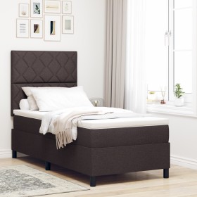 Cama con Base y Colchón Marrón Oscuro Individual Tela by , Beds and slatted bases - Ref: Foro24-3339430, Price: 332,50 €, Dis...