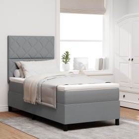 Cama con Somier y Colchón Gris Claro 90x200 cm