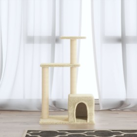 Rascador para gatos con postes de sisal color crema 71 cm