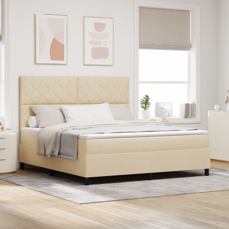 Cama con Somier con Colchón Color Crema Super King Tela by , Beds and slatted bases - Ref: Foro24-3339488, Price: 637,71 €, D...