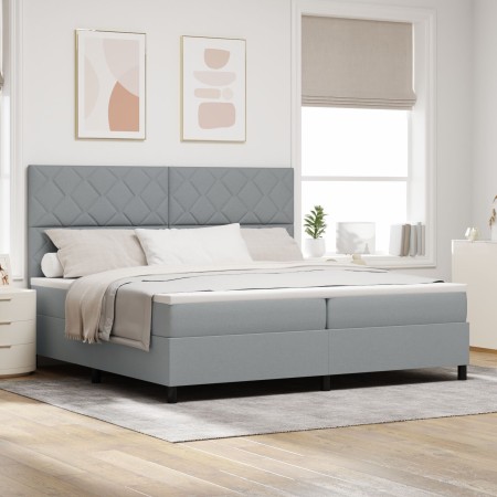 Cama con Somier y Colchón Gris Claro 200x200 cm Tela | Foro24.es | Tu tienda online para hogar, jardín y más Foro24.es