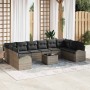 Conjunto de sofá de jardín 11 pcs Gris Poliratán