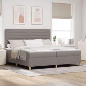Cama con Somier y Colchón Taupe 200x200 cm Tela