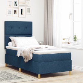 Cama con Somier con Colchón Azul Individual de Tela by , Beds and slatted bases - Ref: Foro24-3339587, Price: 322,89 €, Disco...