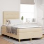 Cama Box Spring Crema Pequeña Doble de con Colchón de Tela by , Beds and slatted bases - Ref: Foro24-3339607, Price: 394,97 €...