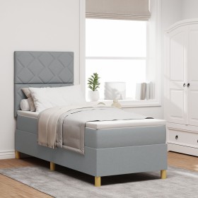Cama Box Spring con Colchón Gris Claro 80x200 cm Tela by , Beds and slatted bases - Ref: Foro24-3339651, Price: 318,01 €, Dis...