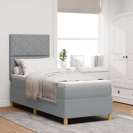 Cama Box Spring con Colchón Gris Claro 80x200 cm Tela by , Beds and slatted bases - Ref: Foro24-3339651, Price: 318,01 €, Dis...