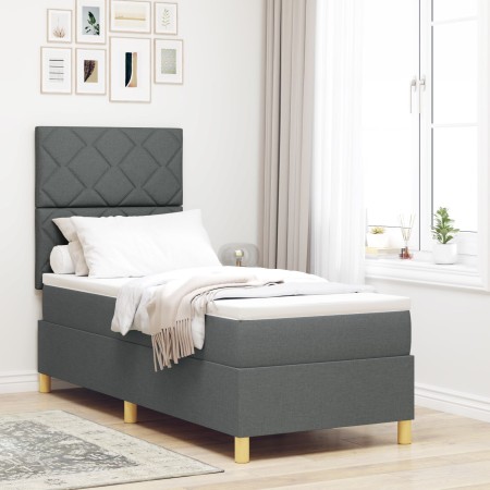 Cama Box Spring con Colchón Gris Oscuro 80x200 cm Tela by , Beds and slatted bases - Ref: Foro24-3339652, Price: 329,58 €, Di...