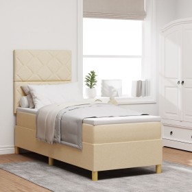 Cama con Somier y Colchón Crema 80x200 cm Tela by , Beds and slatted bases - Ref: Foro24-3339656, Price: 327,95 €, Discount: %