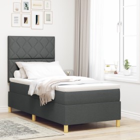 Cama Box Spring con Colchón Gris Oscuro 100x200