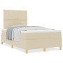 Cama Box Spring con Colchón Crema 120x200 cm Tela