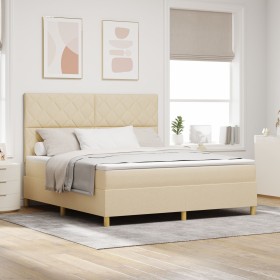 Cama Box Spring con colchón crema super king tela