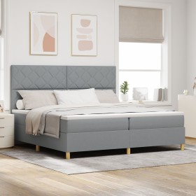 Cama con Base de Muelles y Colchón Gris Claro