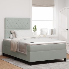 Cama Box Spring con colchón terciopelo gris claro 120x200 cm by , Beds and slatted bases - Ref: Foro24-3339758, Price: 424,69...