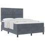 Cama Box Spring con colchón terciopelo gris oscuro 140x190 cm by , Beds and slatted bases - Ref: Foro24-3339765, Price: 516,5...