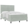 Cama Box Springs  con colchón gris claro de 160x200 cm en terciopelo | Foro24.es | Tu tienda online para hogar, jardín y más Foro24.es