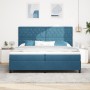 Cama Box Spring con colchón terciopelo azul oscuro 200x200 cm