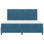 Cama Box Spring con colchón terciopelo azul oscuro 200x200 cm