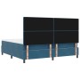 Cama Box Spring con colchón terciopelo azul oscuro 200x200 cm