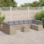 Conjunto de sofá de jardín 11 pcs Beige Poliratán