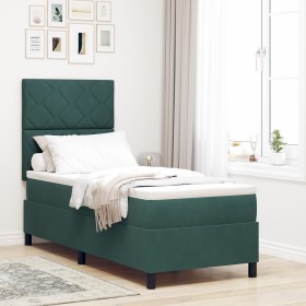 Cama Box Spring con colchón terciopelo verde