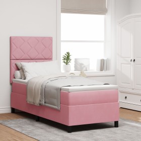 Cama Box Spring con colchón terciopelo rosa 80x200 cm by , Beds and slatted bases - Ref: Foro24-3339865, Price: 323,38 €, Dis...