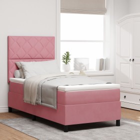 Cama Box Spring con colchón terciopelo rosa 90x190 cm by , Beds and slatted bases - Ref: Foro24-3339871, Price: 337,81 €, Dis...