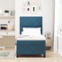Cama Box Spring con colchón terciopelo azul oscuro 90x200 cm by , Beds and slatted bases - Ref: Foro24-3339876, Price: 358,46...