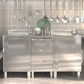 Commercial kitchen cabinets 3 units stainless steel by vidaXL, Restoration - Ref: Foro24-3083721, Price: 953,70 €, Discount: %