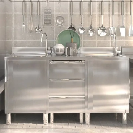Armarios de cocina comercial 3 unidades acero inoxidable de vidaXL, Restauración - Ref: Foro24-3083721, Precio: 953,70 €, Des...