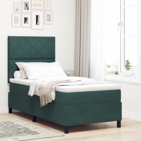 Cama con Somier y Colchón Verde Oscuro de 100x200 cm en Terciopelo von , Betten und Lattenroste - Ref: Foro24-3339881, Preis:...