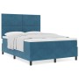 Cama Box Spring con colchón terciopelo azul oscuro 160x200 cm by , Beds and slatted bases - Ref: Foro24-3339912, Price: 554,3...